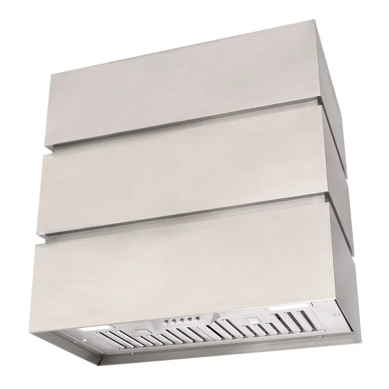 Akicon 600 CFM Wall Mount Range Hood Stainless Steel 3 Stacks Modern Box AK-HS30L-BS