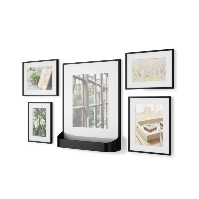 Hokku Designs Downey Black Picture Frame - Set of 5 with Mat