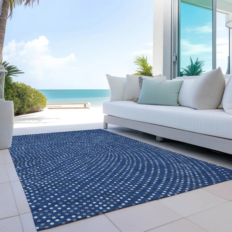 Machine Washable Indoor/Outdoor Chayden ACN1021 Navy Rug