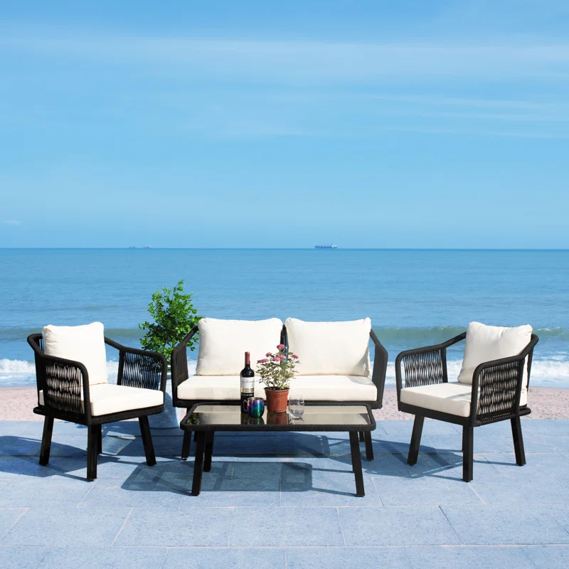 Highland Dunes Orme 4 - Person Patio Conversation Sets with Cushions