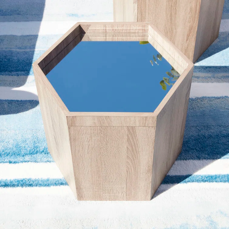 Cyan Design Honeycomb Mirrored Glass Tray Top End Table