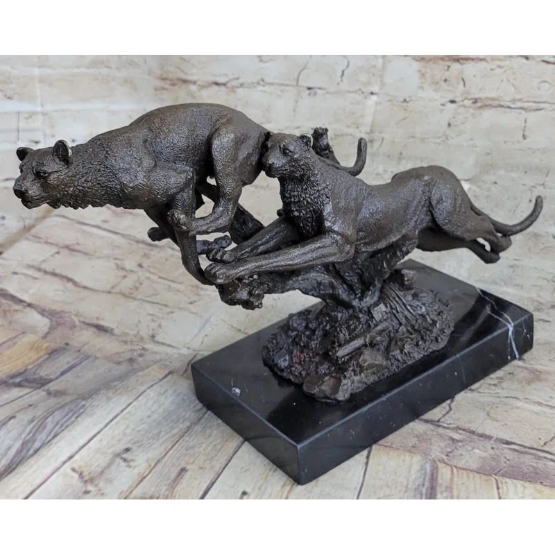 Bungalow Rose Henry Moore Cougar Jaguar Puma Wild Life Bronze Sculpture Statue Figurine Figure