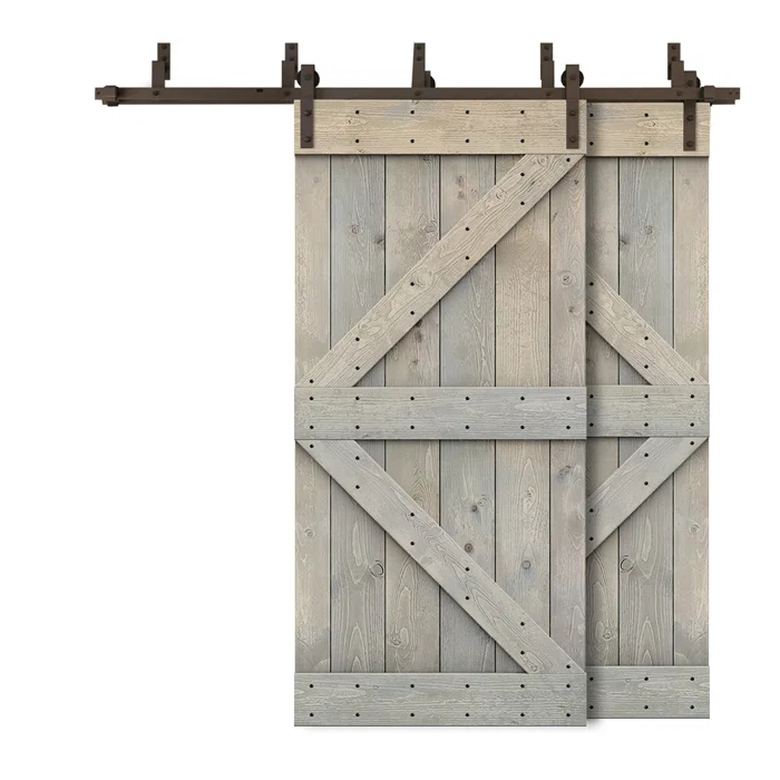Calhome 84'' Solid Wood Paneled Painted with Installation Hardware Kit Barn Door