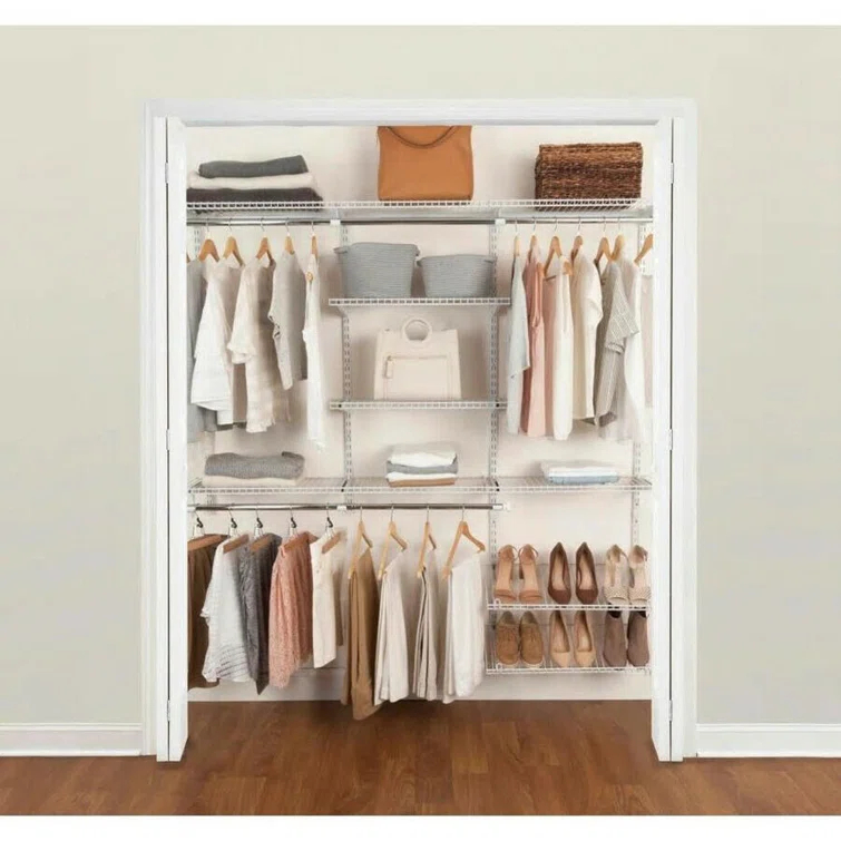 Rubbermaid Commercial Products Rubbermaid FastTrack 6 to 10 Ft Wide White Wire Closet Configuration Storage Kit