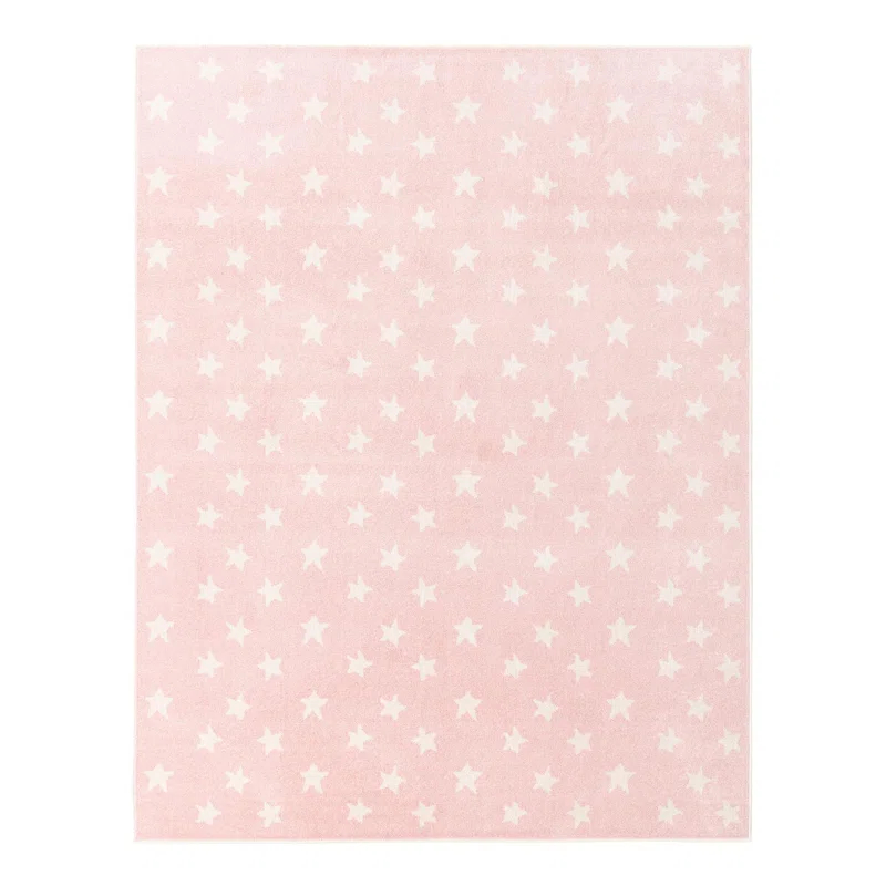Unique Loom Whimsy Stars Baby Pink/Ivory Kid Rug