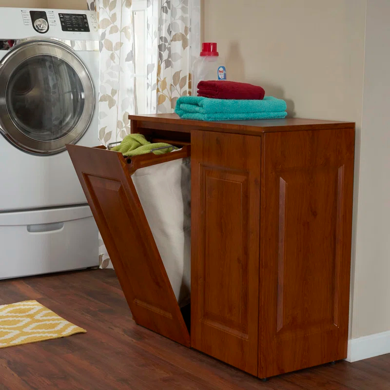 Three Posts™ Metal Cabinet Laundry Hamper with Handles