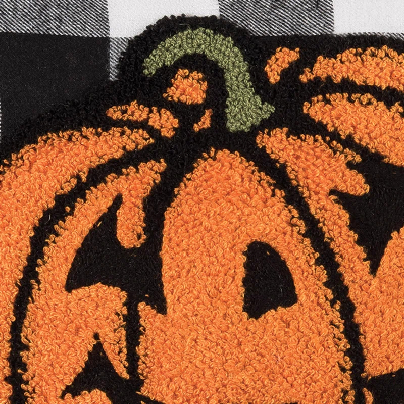 C&F Home 12" Jack-O-Lantern Pumpkin Check Tufted Halloween Throw Pillow