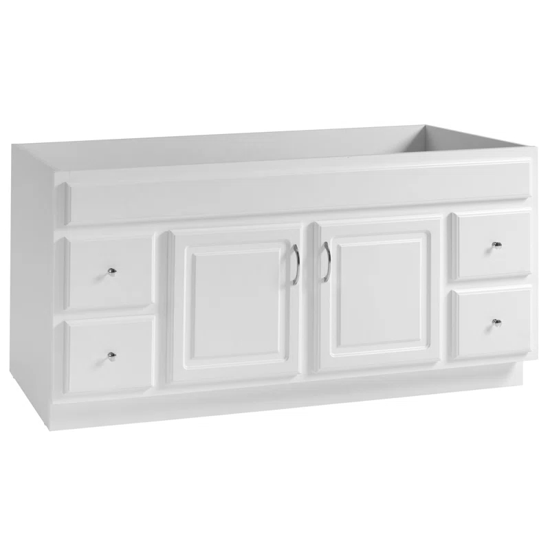 Concord 60 Inch Bathroom Vanity Cabinet, Solid Wood, Fully Assembled, White