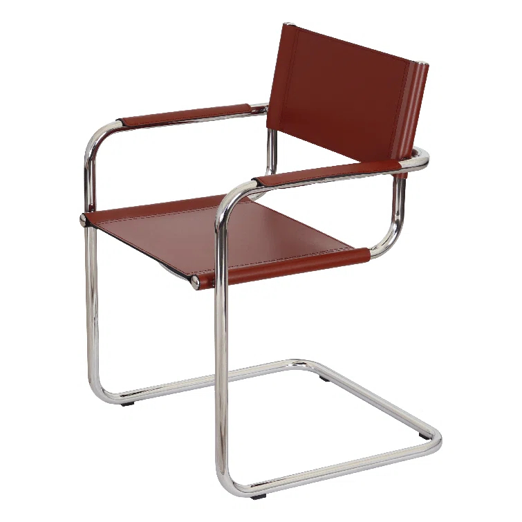 Breuer Chair Company Mart Stam Cantilever Armchair Arm Chair w/ Chrome-Plated Steel Frame (Various Bonded Leather Colors)