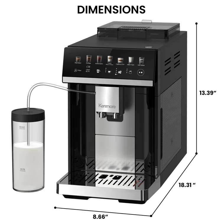 Kenmore Kenmore Super Automatic Espresso Machine with Dual Cream System Milk Frother & Grinder