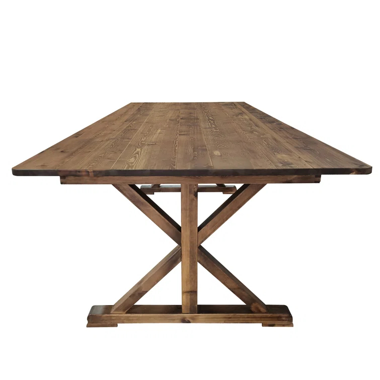 Flash Furniture Eternity Rectangular Solid Pine Farm Dining Table with Folding X-Style Legs