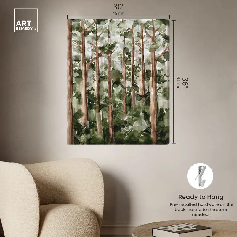 Art Remedy Wildy Forest Framed Landscape Watercolor Style 56937