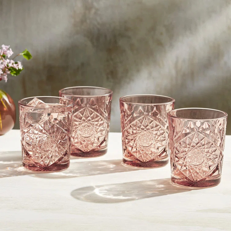 Libbey Hobstar Rose Double Old Fashioned Glasses, 12-Ounce (Set of 4)