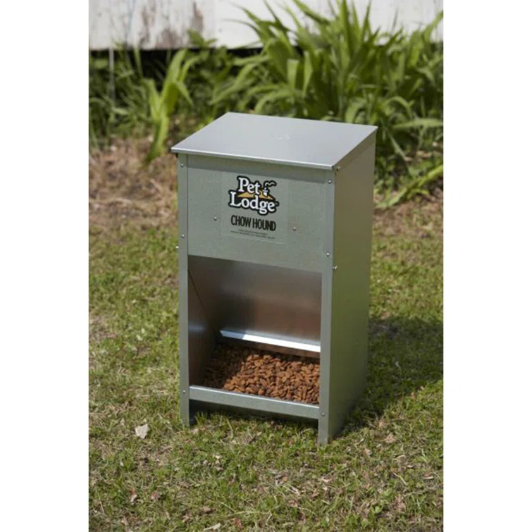 Little Giant Pet Lodge Dry Food Automatic Steel Dog Feeder Chow Hound 25 Pound Capacity