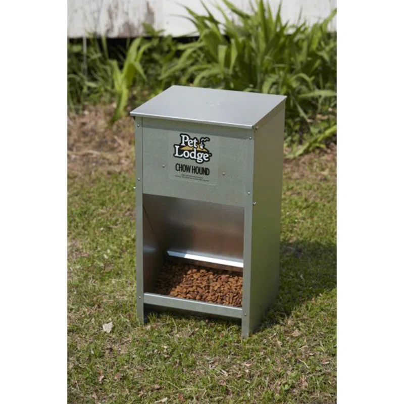 Little Giant Pet Lodge Dry Food Automatic Steel Dog Feeder Chow Hound 25 Pound Capacity