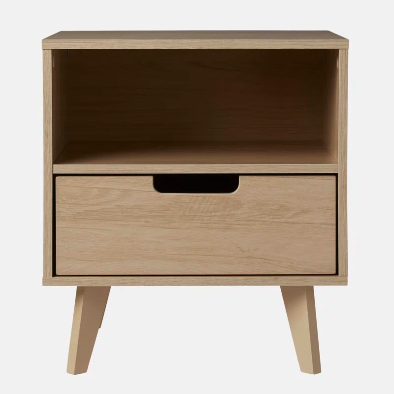 George Oliver Modern 1-Drawer Nightstand with Open Cubby - Riviera