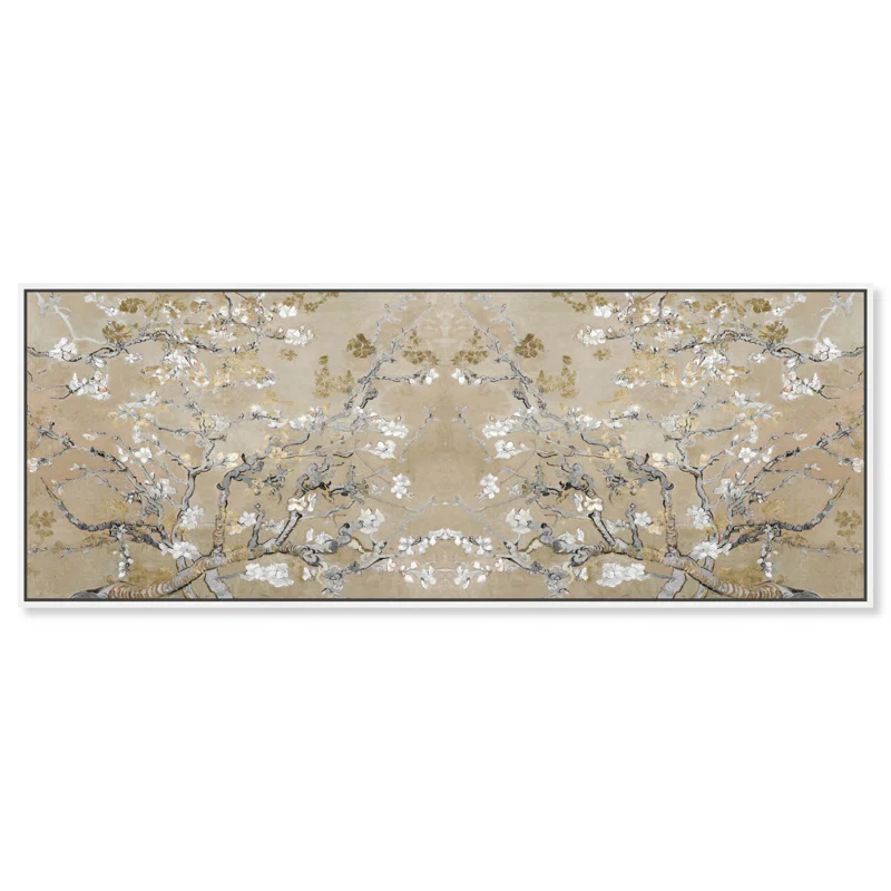 Oliver Gal Prints Vincent Van Gogh " Large Floral And Botanical Van Gogh In Gold Blossoms Inspiration Twin, French Country Gold "