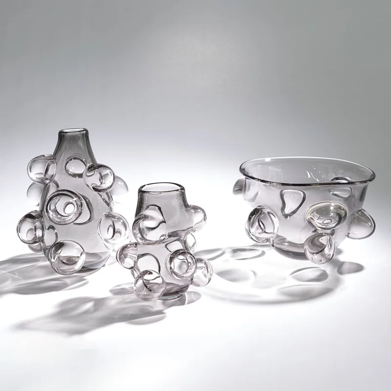 Global Views Bubbled Vase-Smoke Grey-Lg