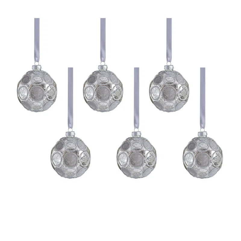 Serenity 6-Piece Set Matte Frosted Glass Ball Ornaments