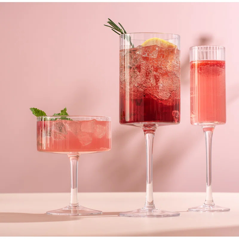JoyJolt Elle Fluted Coupe Martini Glasses, 10oz (Set of 2)