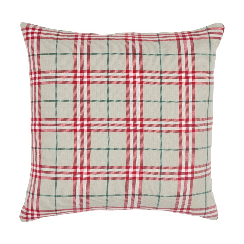 Plaid Feather Reversible Throw Pillow