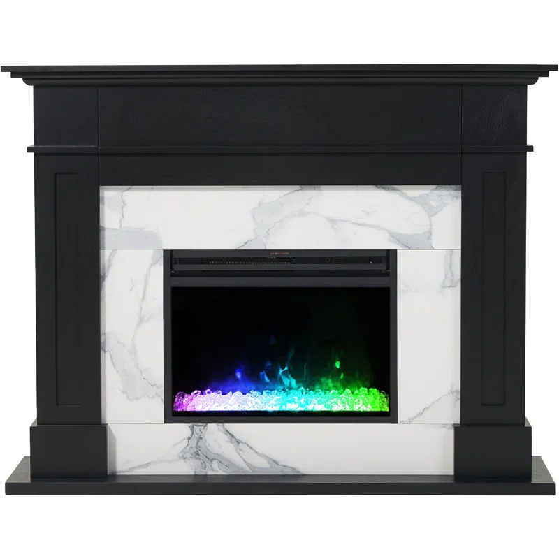 Cambridge Cambridge Sofia 53-in. Electric Fireplace Mantel in with Black Marble Inlay and Crystal Rocks