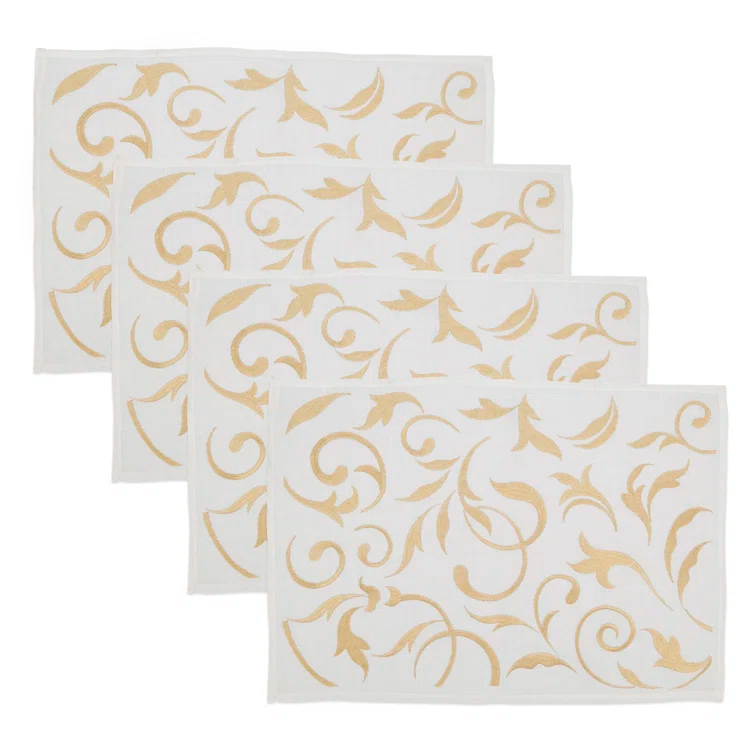 Saro Zensi Collection Polyester No Pattern Rectangle Placemat (Set of 4)
