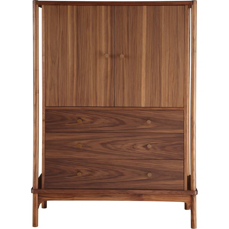 Walnut and Bamboo 45" Mid-Century Modern Gentleman's Chest