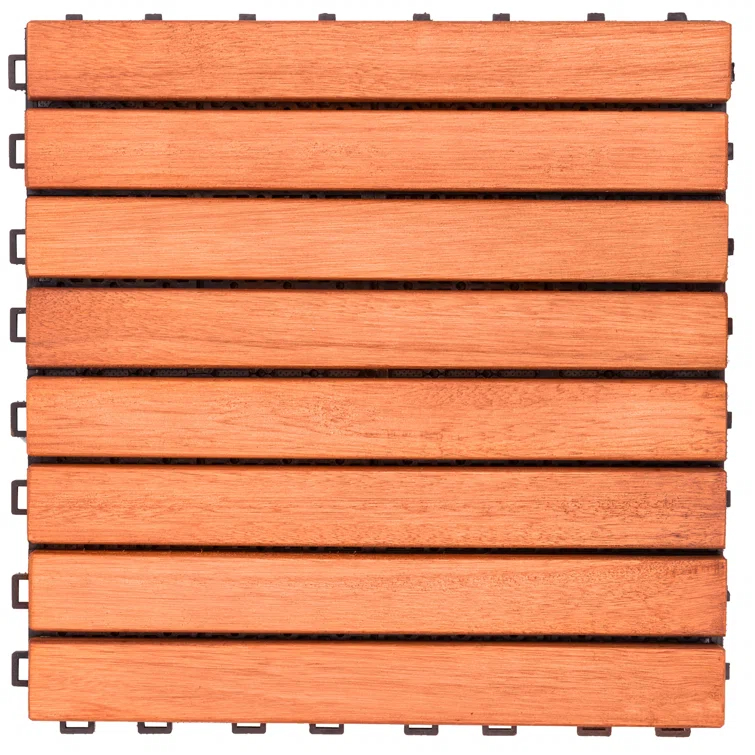 Vifah 12" x 12" Wood Interlocking Deck Tile in Tan (Set of 10)