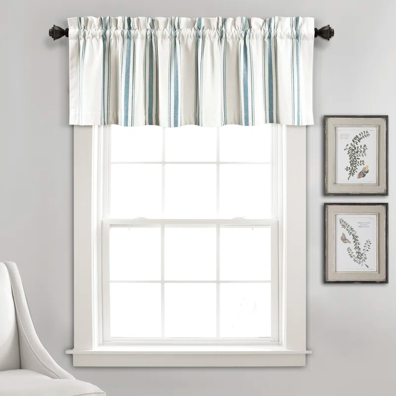 Farmhouse Stripe Striped Ruffled 52'' W Window Valance
