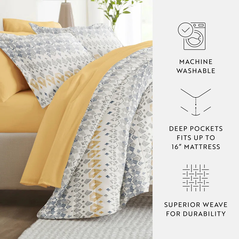 7-Piece Bedding Bundle - Pattern Comforter and Sheet Set