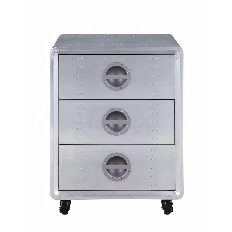 ACME Furniture Brancaster 3-Drawer Cabinet in Aluminum