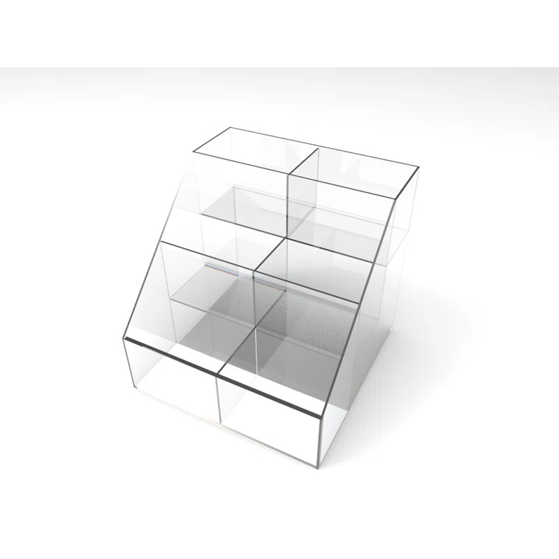 Clear Acrylic 3-Tier 6 Bin Display Rack
