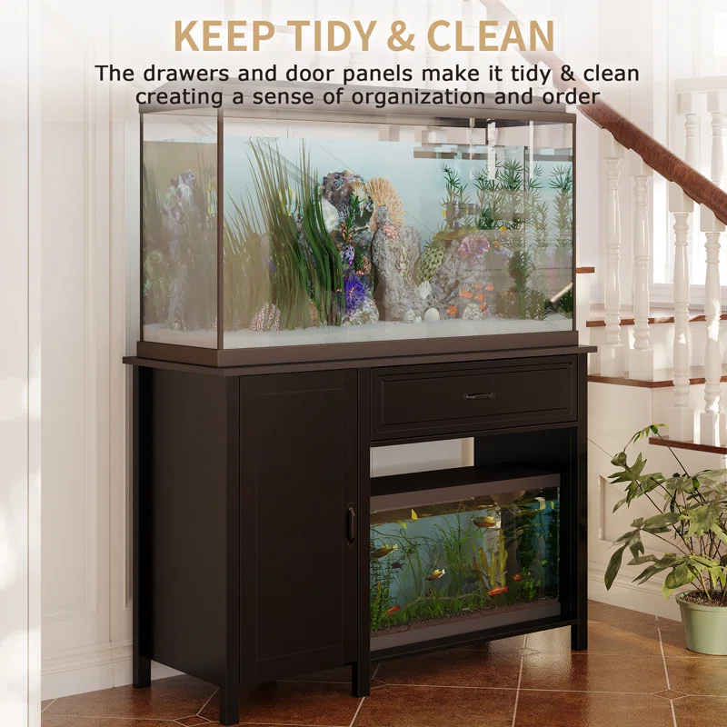 Tucker Murphy Pet™ Fish Tank Stand - 55-75 Gallon Wooden Aquarium Stand With Storage Cabinet For Fish Tank Accessories - 770 LBS Capacity, 51"X19.6"X35"H