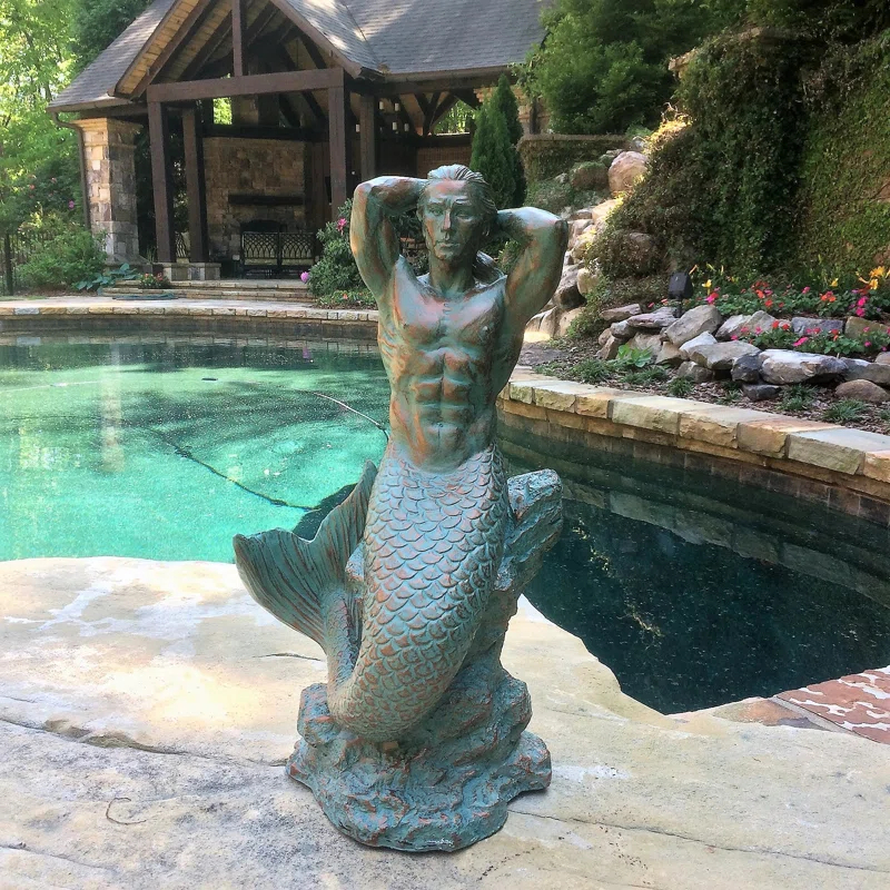HomeStyles Life's a Beach Sexy Merman Mermaid on Coastal Rock Statue