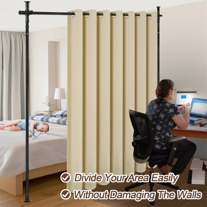Blooming Room Divider Curtain And Rod Set