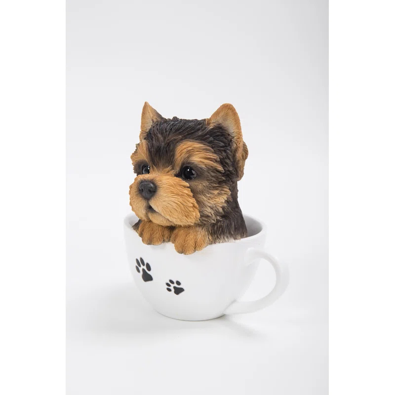 Hi-Line Gift Ltd. Teacup Yorkshire Terrier Puppy Statue