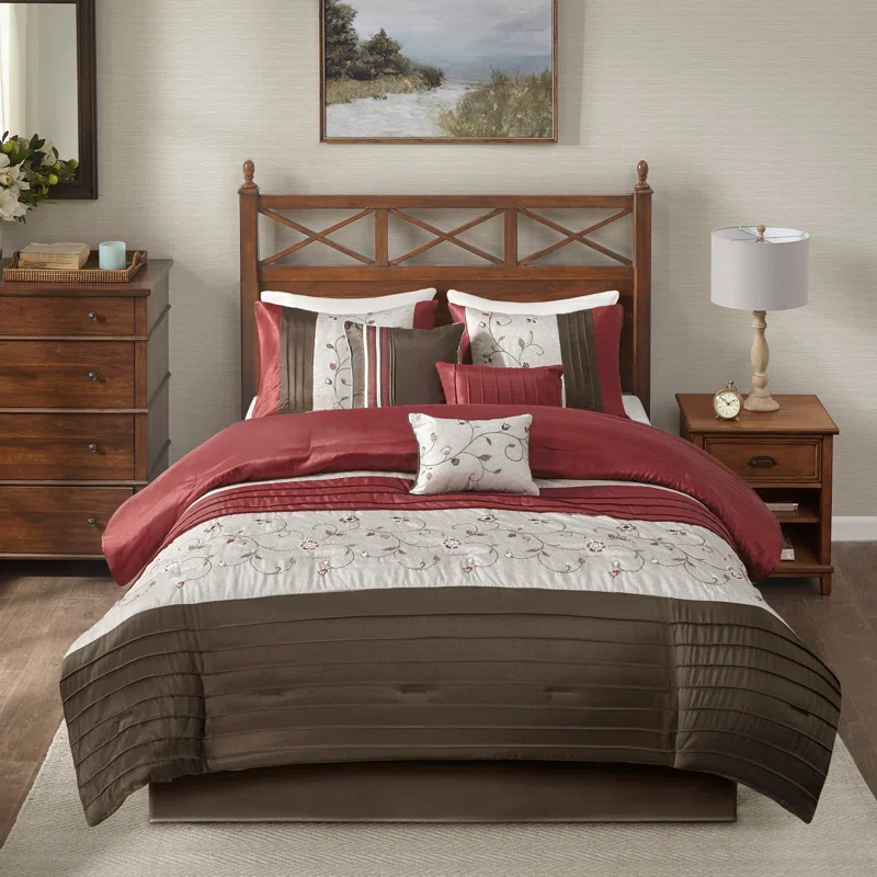 Madison Park Serene Embroidered 7 Piece Comforter Set