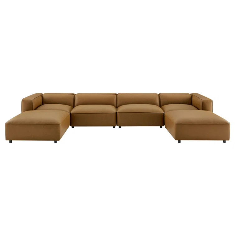 Modway Auren 6-Piece Upholstered Vegan Leather Modular Sofa