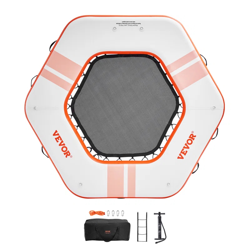 Stellweilan Tessberg 8.5FT Inflatable Dock Platform with 5FT Trampoline Mesh Pool with Portable Bag & Detachable Ladder