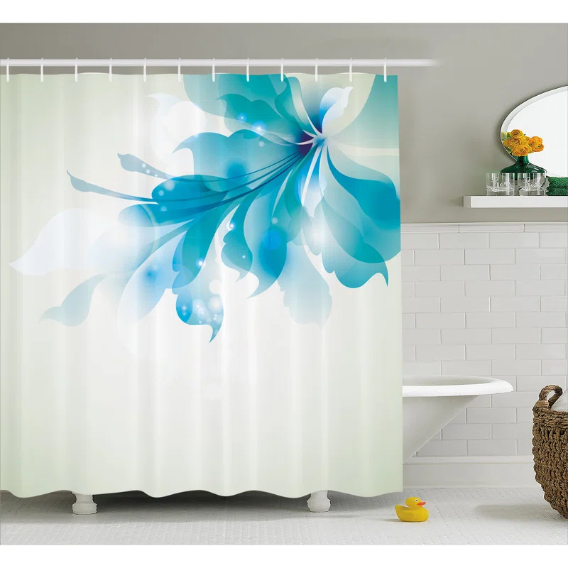 Ambesonne Floral Shower Curtain with Hooks Included