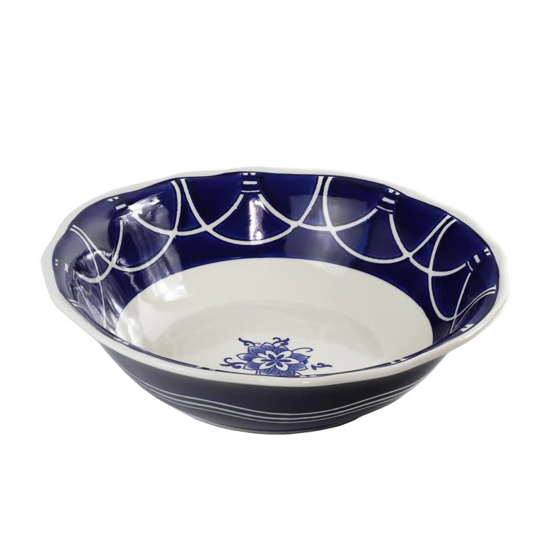 Euro Ceramica Blue Garden 12" Serving Bowl