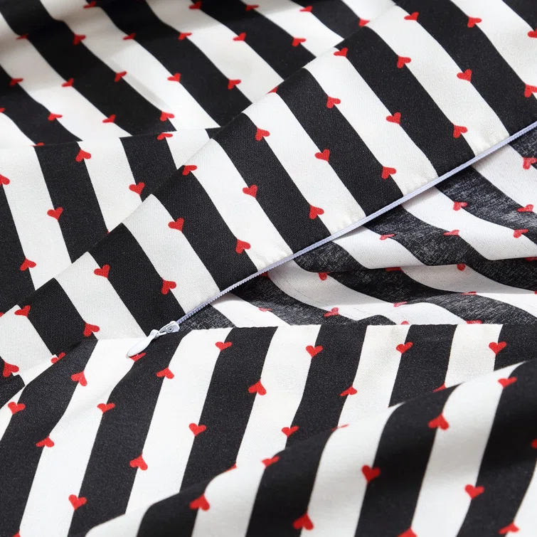 Betsey Johnson Betsey Johnson Wonderland Stripe Black Reversible Duvet Cover Set