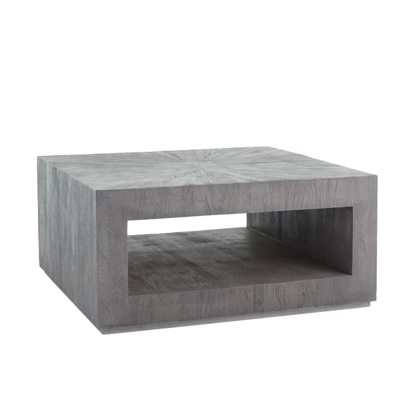 Global Views Driftwood Square Coffee Table-Grey
