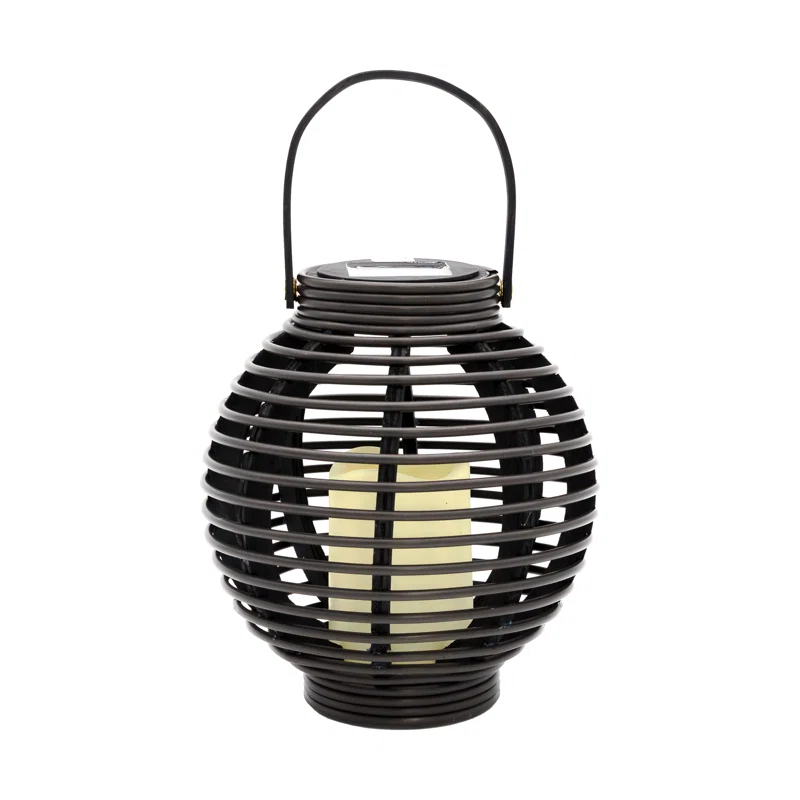 Solar Powered Basket Lantern with LED Candle