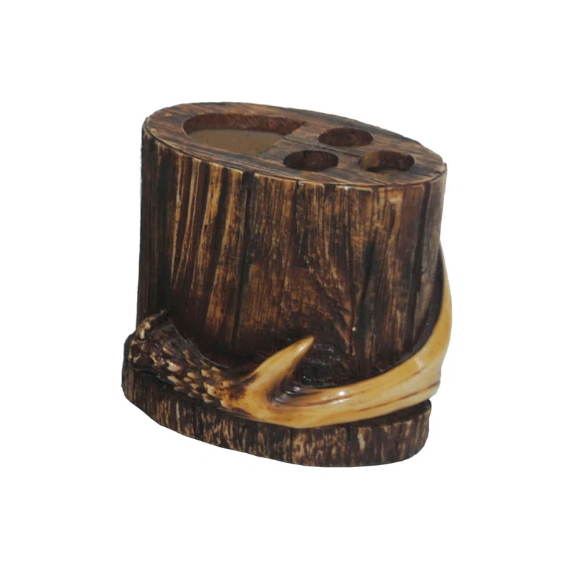 Paseo Road by HiEnd Accents Brown Resin Antler Rustic Cabin Lodge Toothbrush Holder