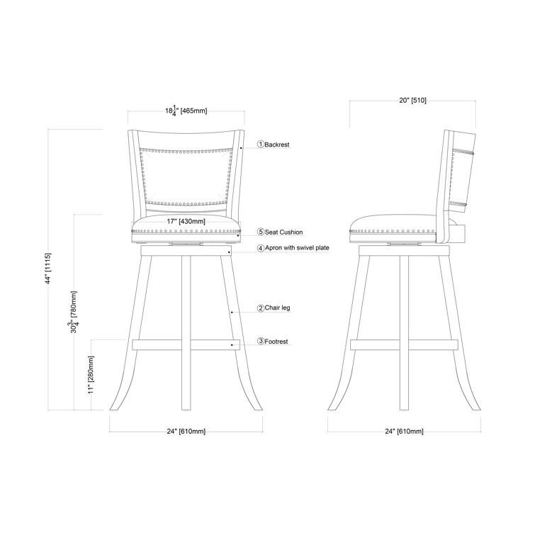 Dovecove Falken Swivel Upholstered Counter Stool with Solid Wood Frame
