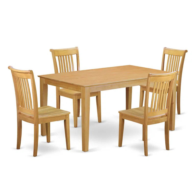 Alcott Hill® Dining Set Includes a Rectangle Solid Wood Table and Kitchen Room Chairs, Oak