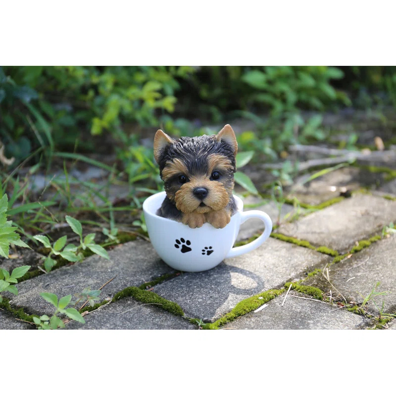 Hi-Line Gift Ltd. Teacup Yorkshire Terrier Puppy Statue
