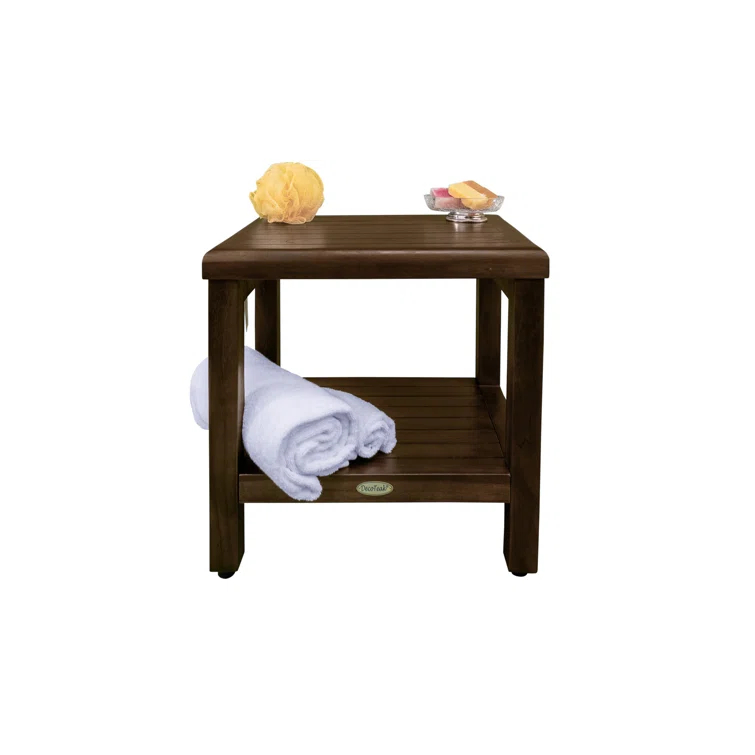 Decoteak Eleganto, Teak Shower Bench, Teak Wood Shower Bench, Teak Shower Bench, Teak Shower Stool